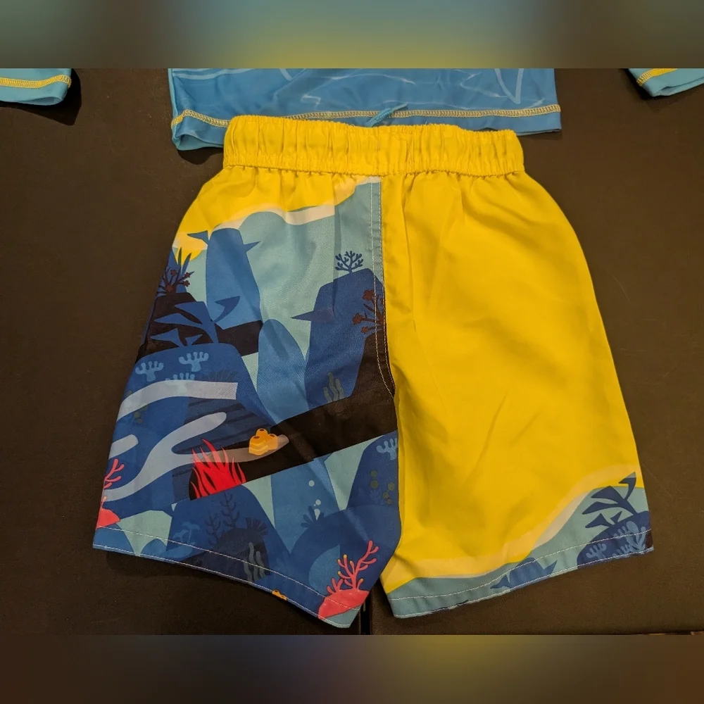 Nickelodeon Pinkfong Baby Shark Toddler Boy Long Sleeve Rash Guard & Swim Trunks